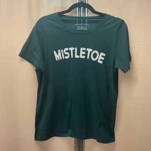“Mistletoe” green t-shirt
